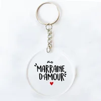 Je vous soyez ma marraine et parrain imprimé porte-clés Marraine Parrain demande chaîne acrylique porte-clés merci meilleure idée cadeaux 18