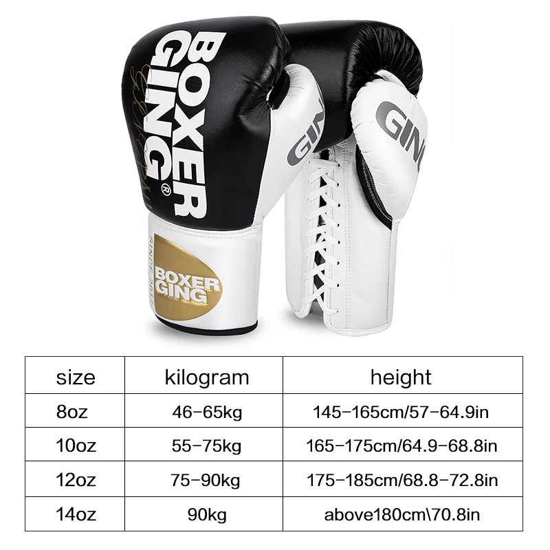 Top Quality Laced Boxing Gloves for Men Women Punching Glove MMA Sanda Pads Fighting Kick Muay Thai Equipment