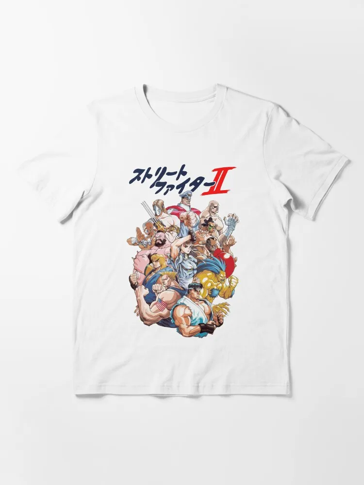 Street Fighter II Full Character Print T-shirt Men Retro Game Short Sleeve Trendy Pure Cotton Loose Casual Streetwear Top
