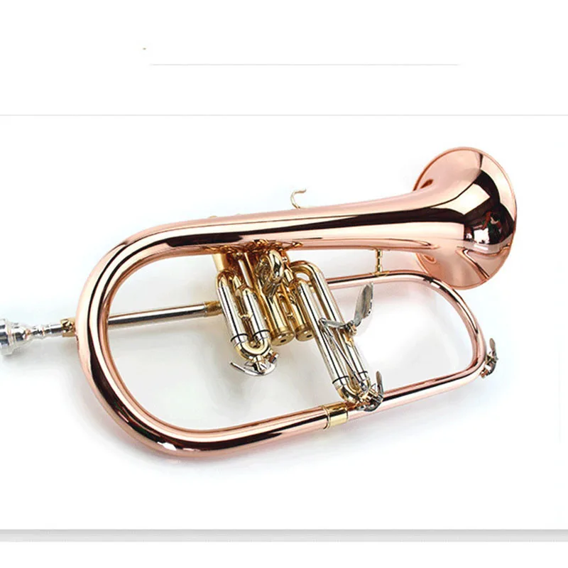 High quality flugelhorn instrument Bb B flat flugelhorn with hard case, mouthpiece, cloth and gloves