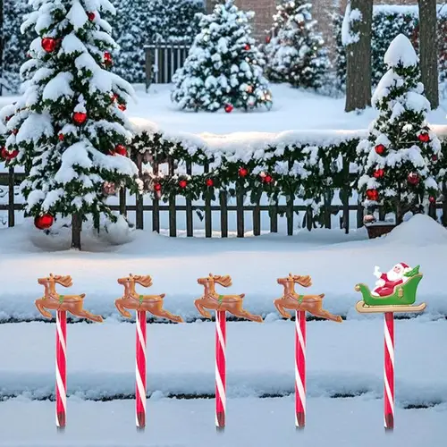 크리스마스 태양열 LED 야외 조명 파일 엘크 디자인, 작은 거리 조명, 야외 조명, 정원 장식, 5 개  Best5