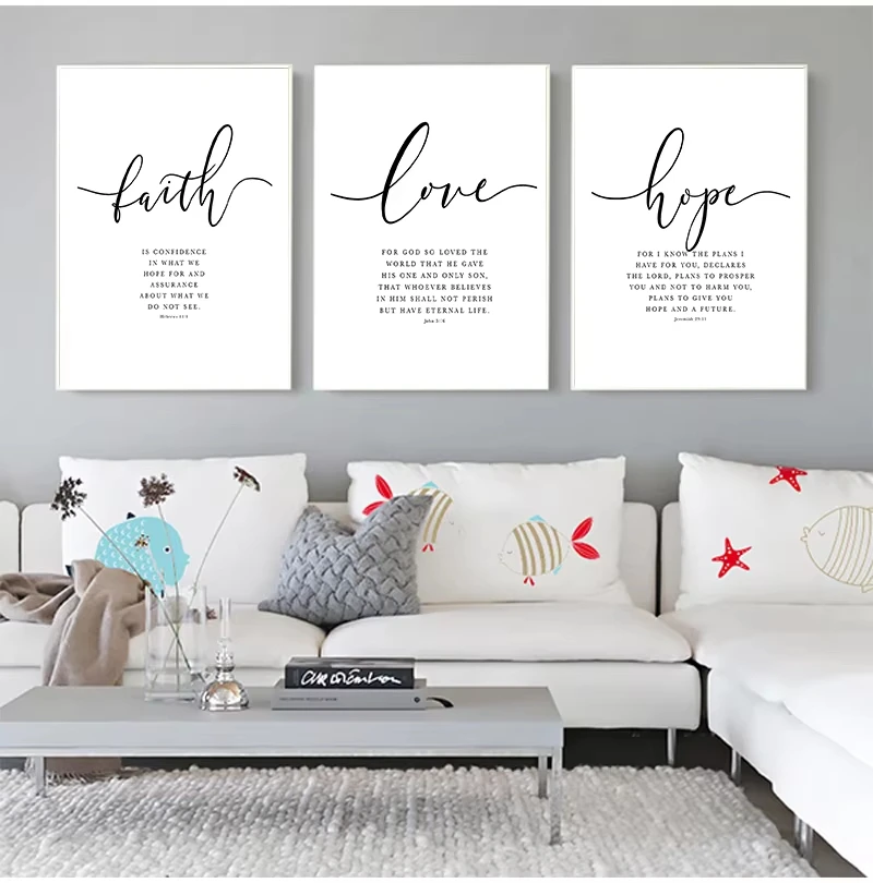 Bible Scripture Posters and Prints Faith Hope Love Wall Art Canvas Painting Christian Quotes Oil Painting Living Room Decoration