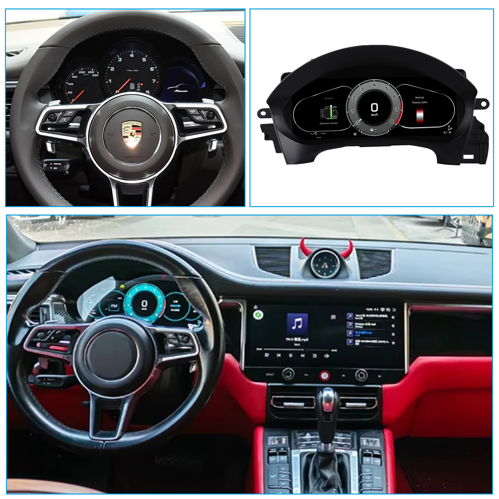 Car HUD LCD Cluster instrument multimedia dashboard Modification For Porsche Macan Left-Hand Drive 2014-2025 Mulitmedia Panel