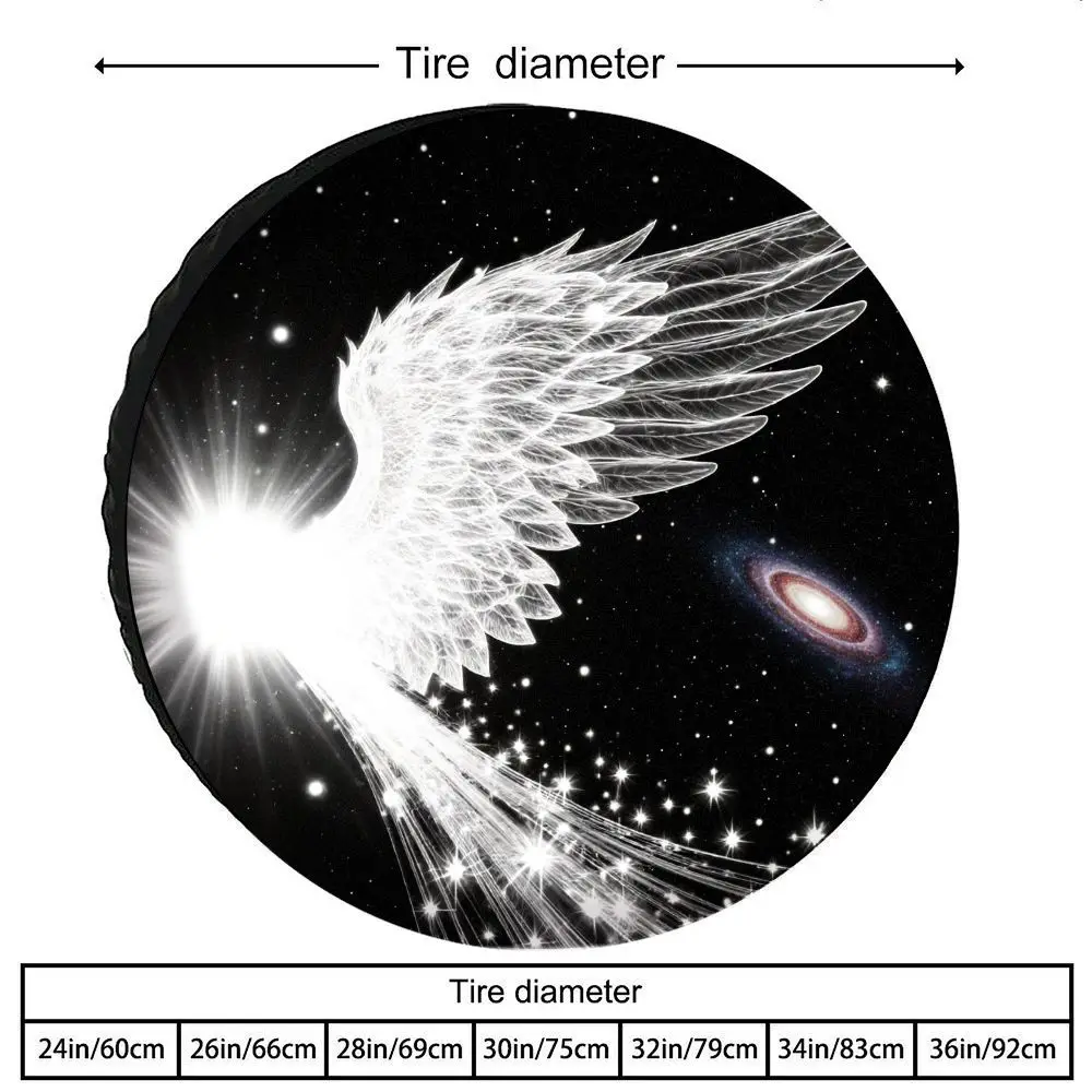 Tire Cover With A Dreamy Angel Wings Starry Sky Pattern, Made Of Polyester Fiber, Exquisite Tire Protection Cover, Suitable For