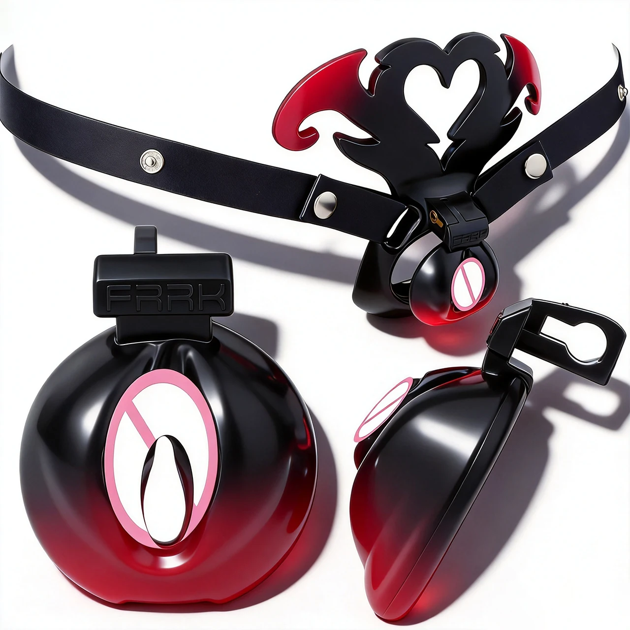 FRRK Flat Full Cover Pussy Chastity Cage For Femboys Penis Rings Strapon Breathable Clitoris Lockcock Cages Bdsm Sex Toys Men