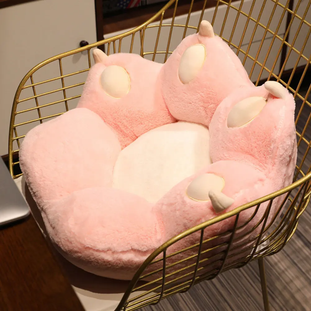 Cat Paw Back Cushion Soft Cloth Material Fully Filled Non Deformable for Office Chair Sofa Bed Car Sitting Pad Kawaii Cartoon
