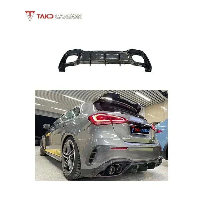 A45 W177  STYLE Real Car Data Development Dry Carbon Fiber Rear Bumper Lip Diffuser For BENZ AMG A45 W177