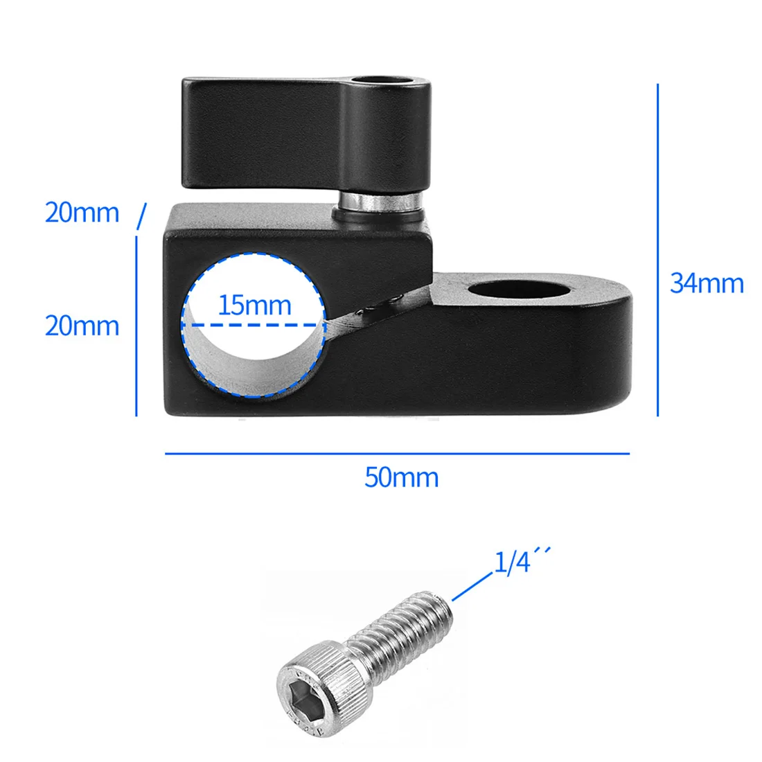 Einzel Rod Clamp 15mm Schiene Stecker Adapter Halterung mit 1/4 "-20 Gewinde Kalten Schuh Halterung für DSLR käfig Rig Mikrofon Licht Halter – Detail 24
