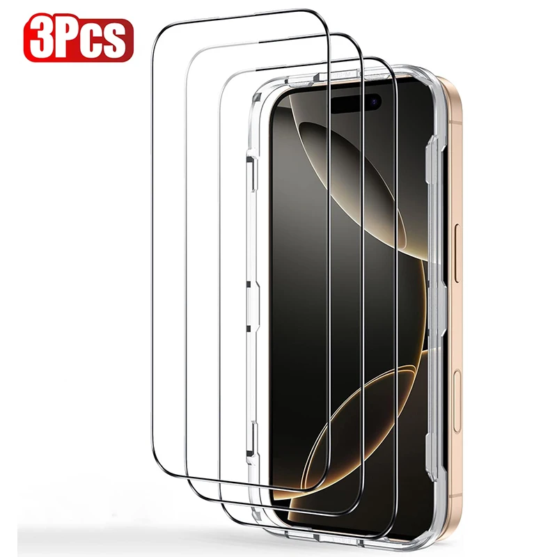 3Pcs Tempered Glass For iPhone 17 Air 16 15 13 11 12 14 Pro Max Mini Screen Protector For iPhone 16 Protective Glass 16E 17 Pro