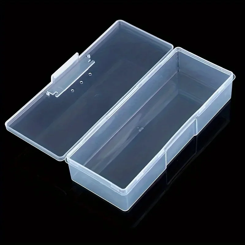 1PC Nail Brush File Manicure Tools Nail Art Storage Box Nail Accessories Organizer Clear Cuboid Plastic Container Packaging Case