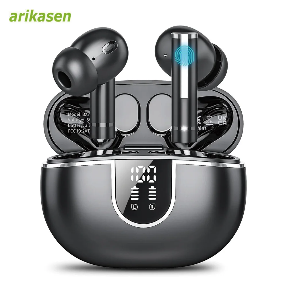 Wireless Earbuds Bluetooth 5.3 Headphones Stereo Bass with Noise Cancelling Mic 50Hrs Playtime in Ear Ear Buds with LED Display