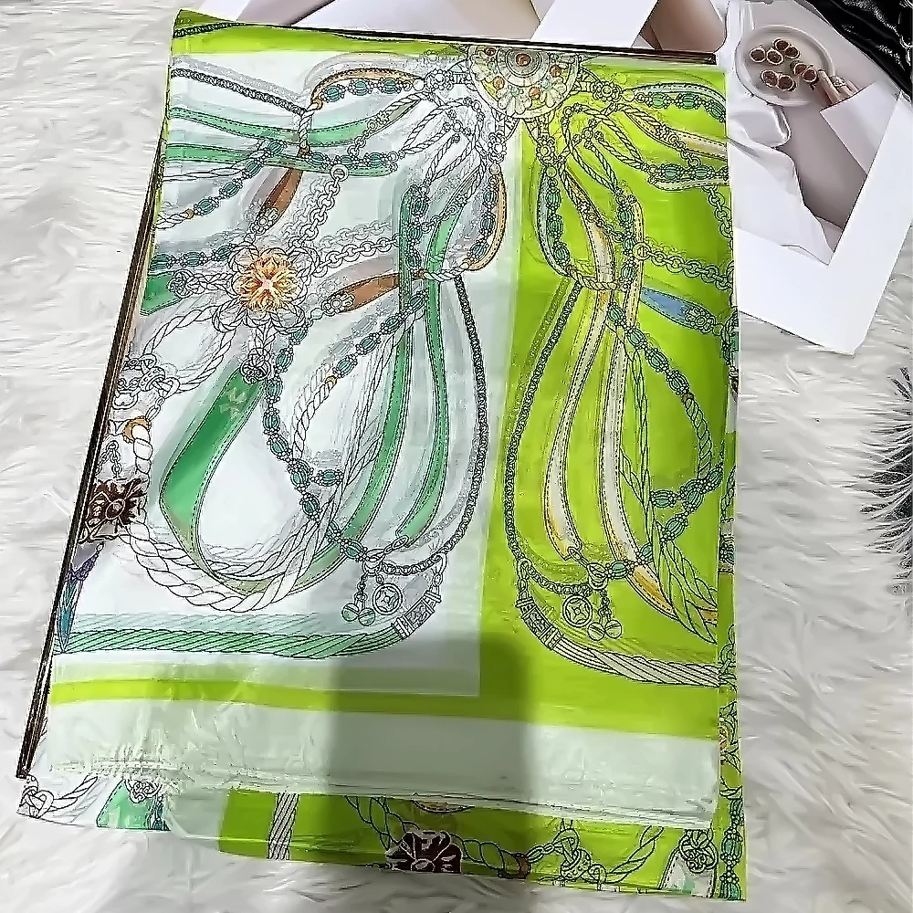 Fall Winter Light Green 100% Mulberry Silk Scarf Shawl Brand Summer Beach Silk Shawls Scarf Fashion Elegant Head Scarf Bufanda