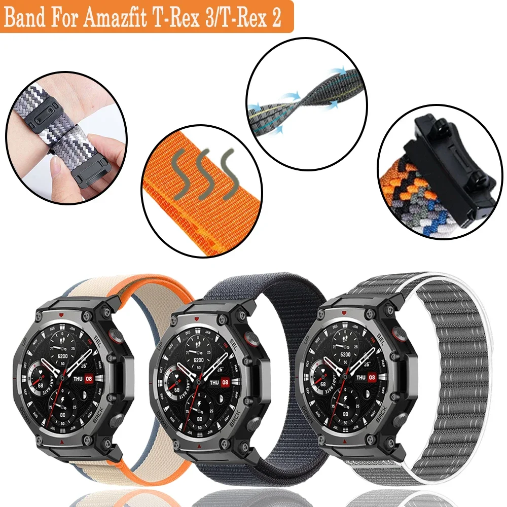 

Нейлоновый ремешок-петля, совместимый с Amazfit T-Rex3/T-Rex2, спортивный сменный браслет для Amazfit T-Rex3 T-Rex2, мужской и женский ремешок