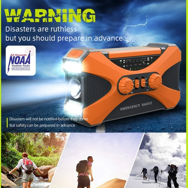 Portable Emergency Radio With Solar Charging Function Emergency Lighting Hand Crank Charging Suitable for Outdoor Camping Backup