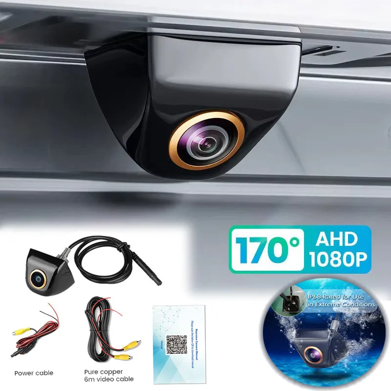 Mini Lens Car Rearview Camera 170 Degree Full Hd Night Vision Reverse Ahd Fisheye Hidden Waterproof Parking Camera Ahd1920X1080P