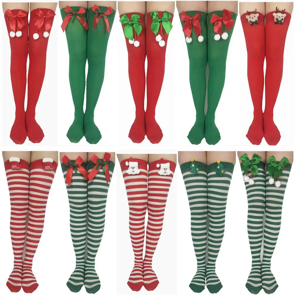 Christmas stockings party clothing accessories socks Christmas over the knee socks bow stockings