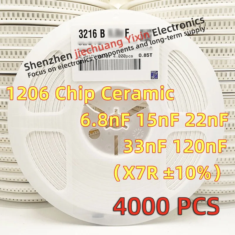 Chip Ceramic Capacitor 1206 6.8NF 15NF 22NF 33NF 120NF 50V 10% accuracy X7R material 3216 Capacitance 4000pcs