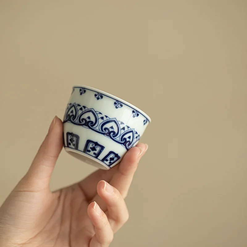 Oriental Retro Ceramic Teacup Treasure Floral Motif For Home Guest Entertainment Personal Kung Fu Tea Table Decor Use