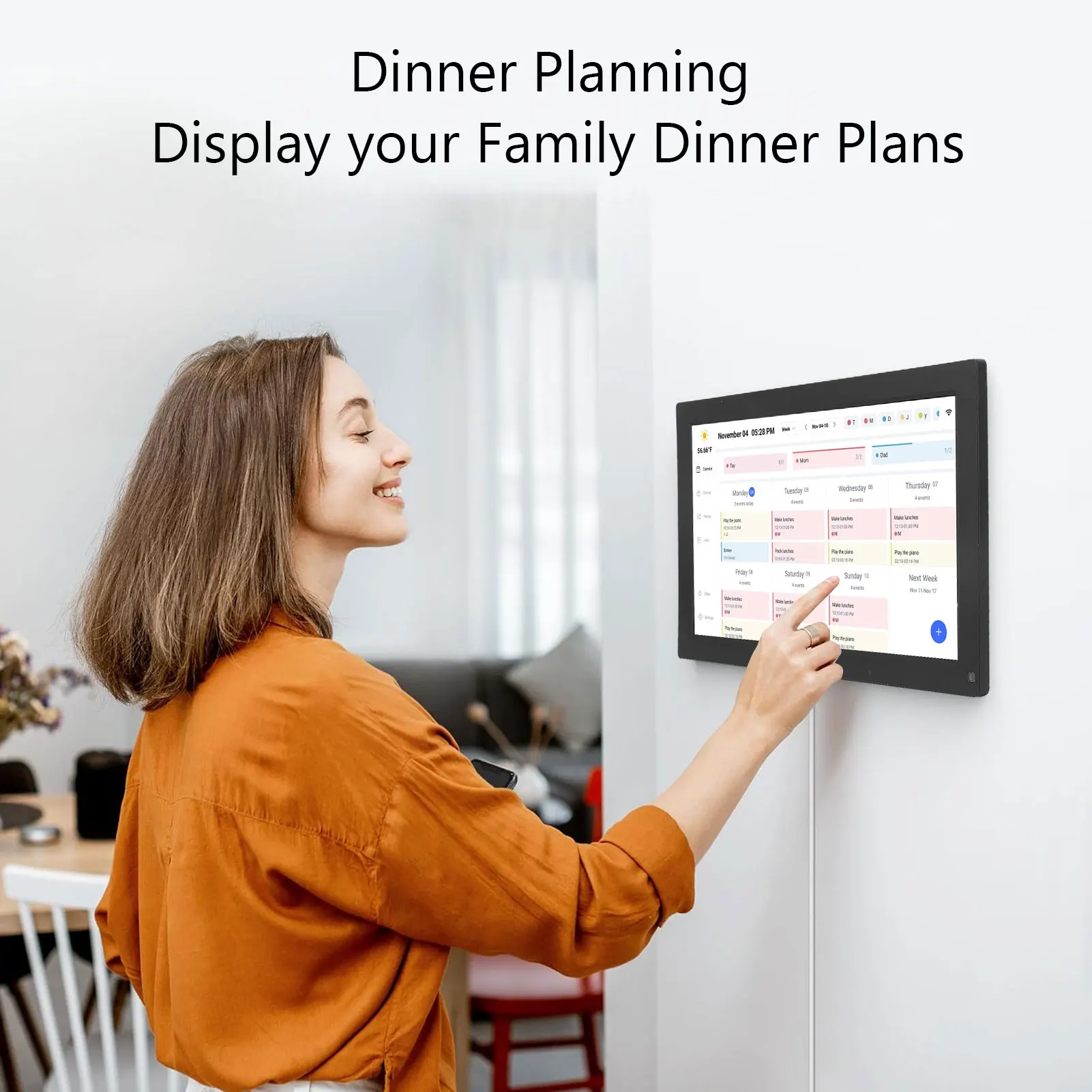 

Digital Calendar 15.6 Inch Interactive Touchscreen Desktop Wall Mount APP Control Digital Family Planner Calendar