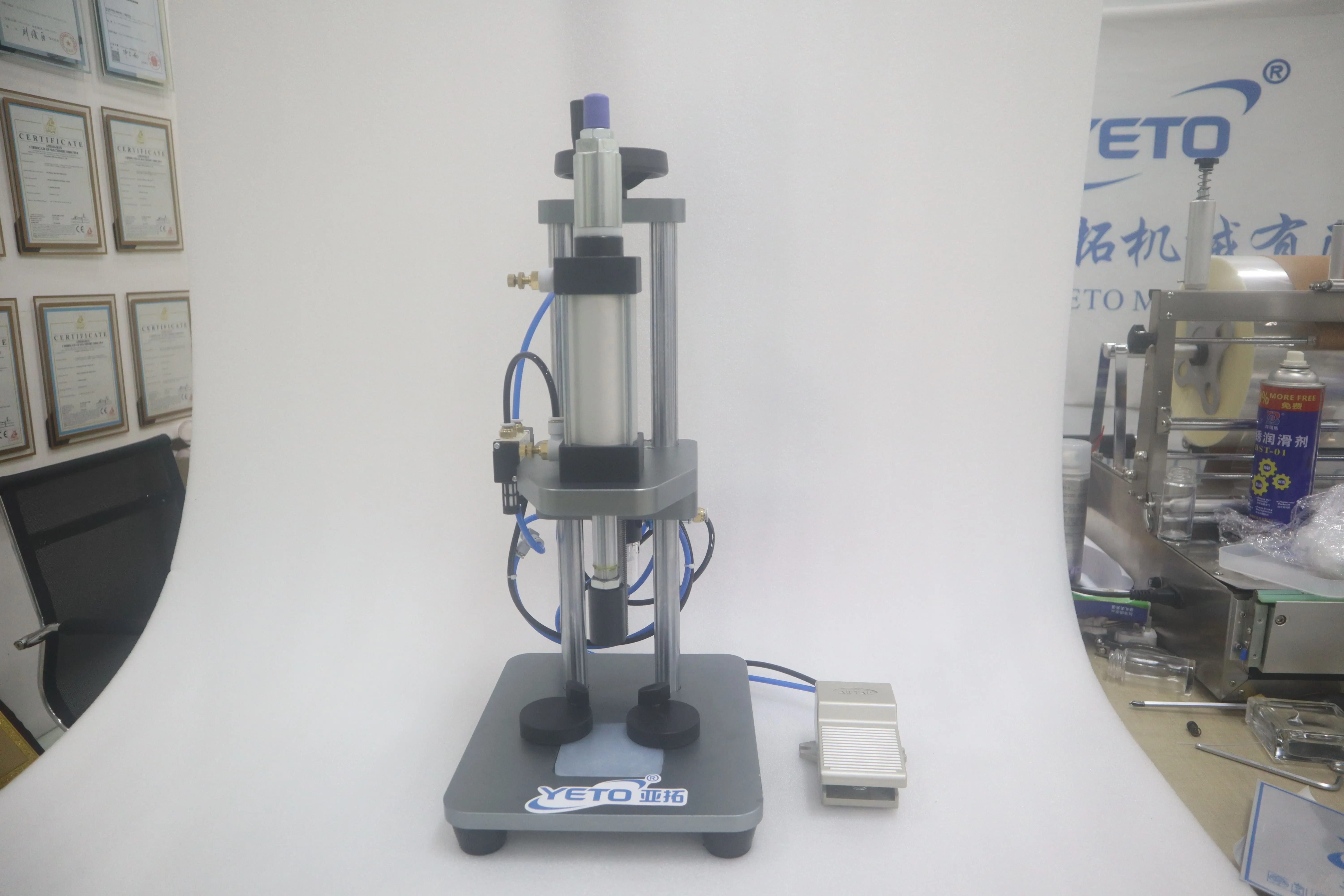 Pneumatic Semi-Automatic Perfume Bottle Sealing Machine Capping Crimping Collar Ring Pressing Stainless Steel