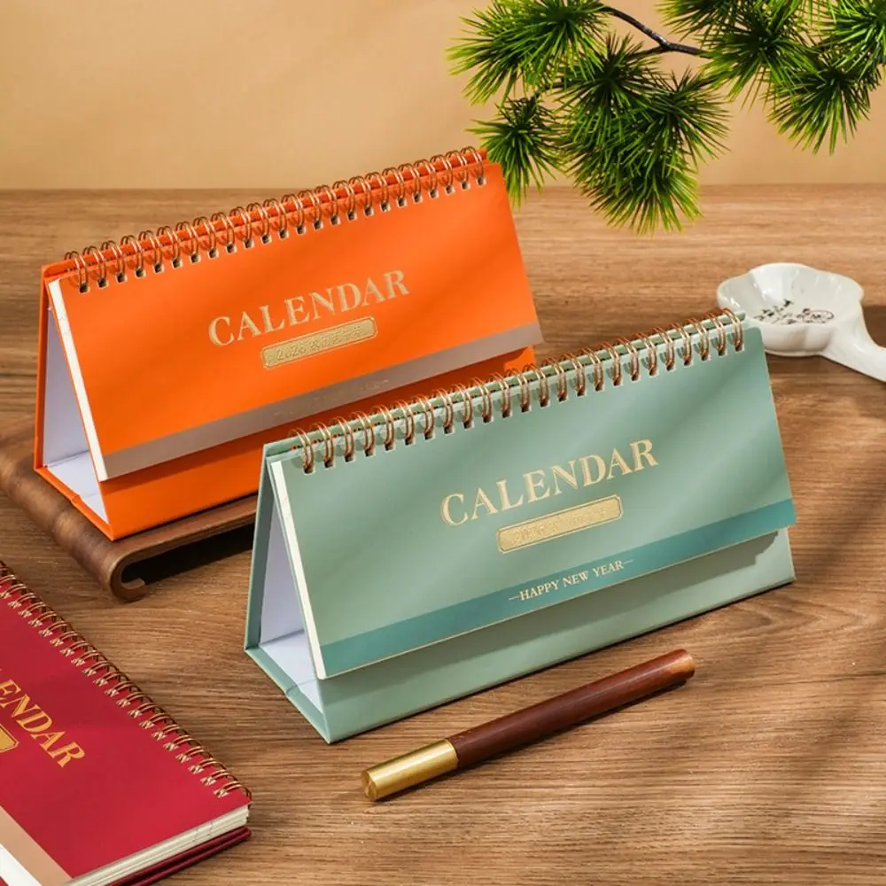 

Simple Style Standing 2026 Desk Calendar Portable Foldable Coil Calendar Desktop Display Calendar Ornaments Office Supply