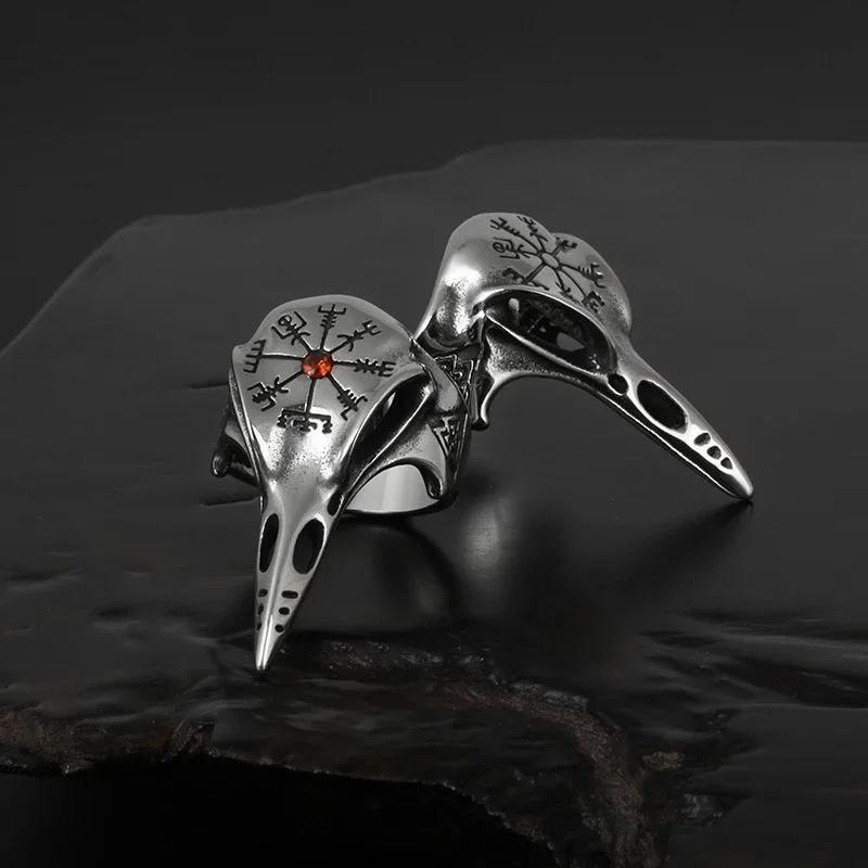 Stainless Steel Nordic Viking Crow Retro Mens Rings Punk For Male Biker Jewelry Boyfriend Gift Creativity Gift Wholesale V008