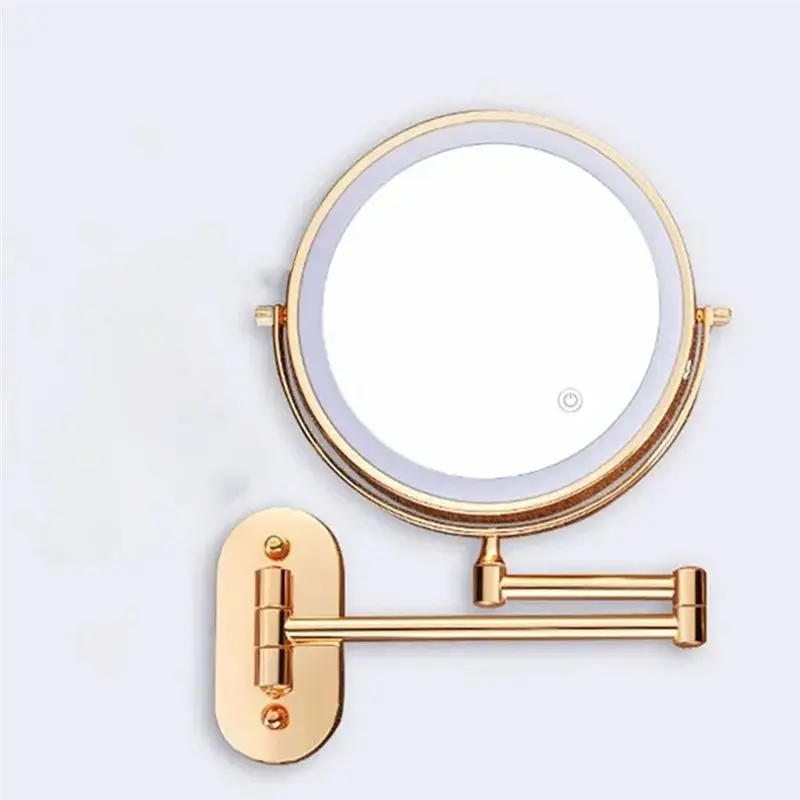 B84B-Led ثلاثي الألوان يعتم جدار مرآة ماكياج قابلة للطي ضعف الجانب ملء ضوء مكبرة USB شحن مرايا مستحضرات التجميل الحمام