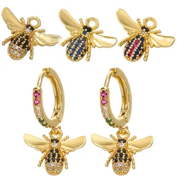 ZHUKOU Bee charms for jewelry making Cubic Zirconia pendants women handmade earrings charms jewelry materials wholesale VD696