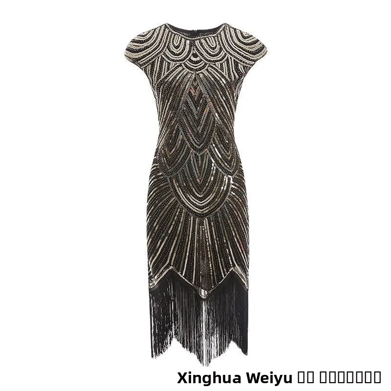 New Arrival Quali Tassel Weave Sequin Dr 920S Retro Film Gown Bright  Women's Traditional Costume Stage Costume