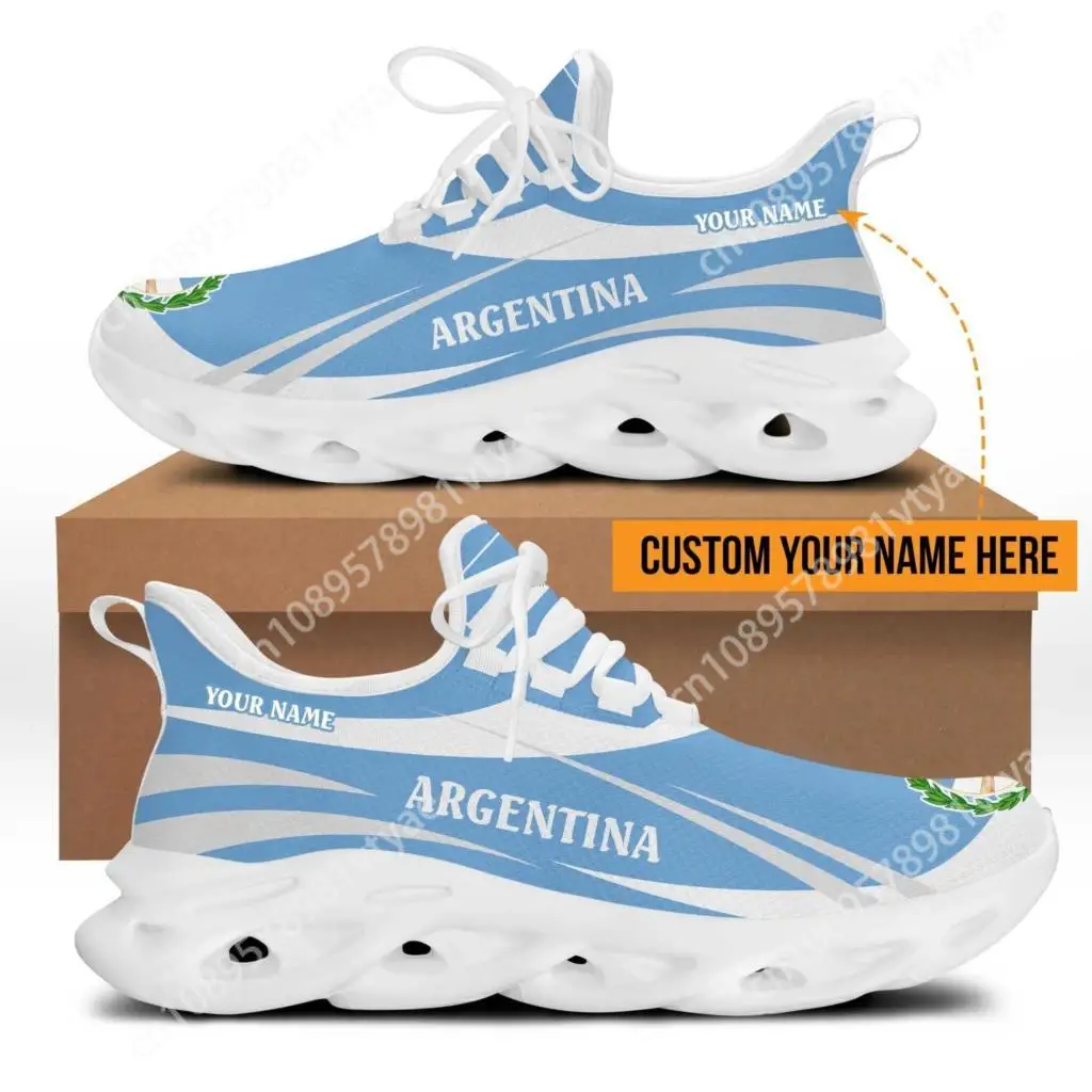 Personalized Custom Name Printing Men's Casual Shoes Argentina Flag Design Comfort Sport Sneaker for Male Zapatillas Deportivas