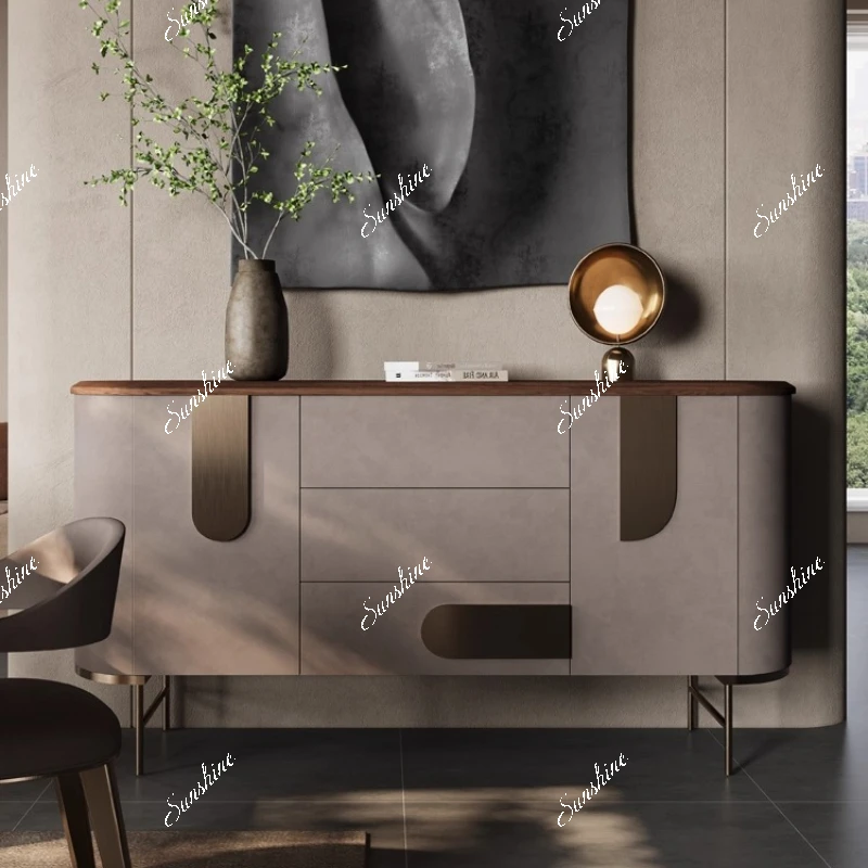 

Integrated wall storage cabinet modern solid wood, with restaurant series side