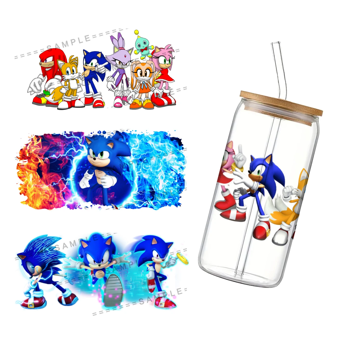 Japanese Game Cartoon For Libbey 16oz Can Glass 3D Waterproof UV DTF Coffee Can Wrap Libbey Glass Wrap