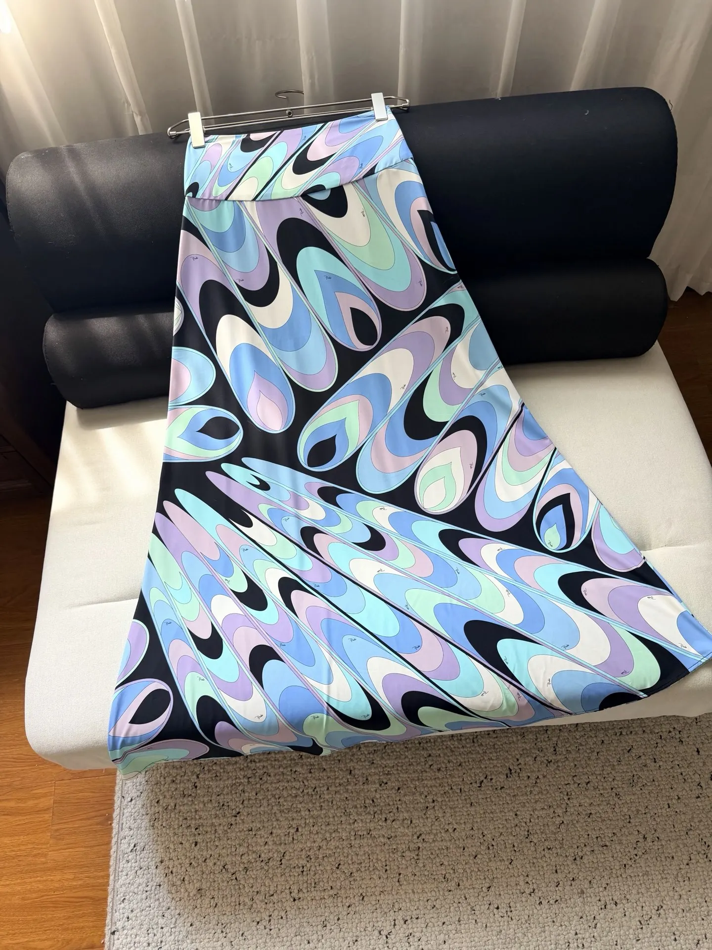 Women's Retro Abstract Print Midi Skirt