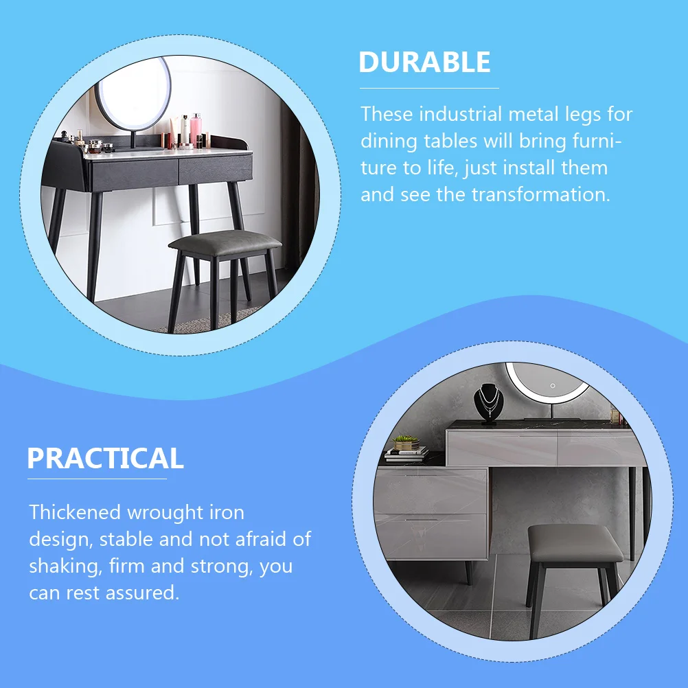 1pc Round Tapered Metal Table Legs Replacement Black Coffee Table Support Feet Furniture Legs for Tea Tables Cabinet Leg Upgrade