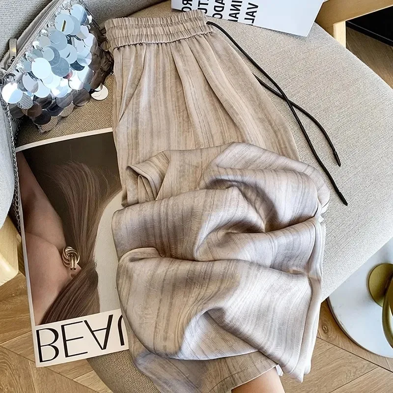 بنطال ذو قصة أرجل واسعة باللون الأبيض للنساء للخريف من الفلانيل مطوي ومطرز كلاسيكي عمودي على الطراز الإنجليزي فريد من نوعه للمكتب #6