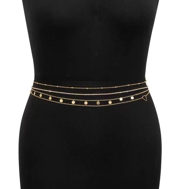 

sexy multi-layer metal chain waist jewelry women's peach heart sequined claw chain rhinestone accessories body chain waist chain