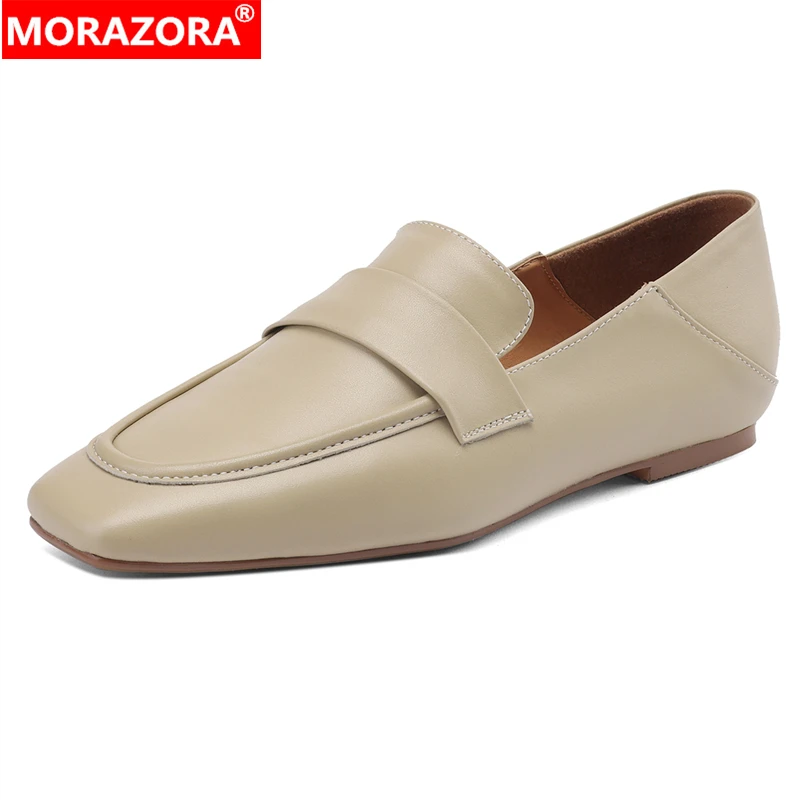 

NORAZORA, размеры 34-43, новые туфли из натуральной кожи, женские туфли на плоской подошве с квадратным носком, весенне-летние туфли без шнуровки, лоферы, женская обувь