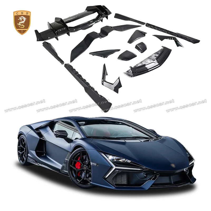 For Lamborghini New Aventador Revuelto OEM Style Dry Carbon Fiber Wide Rear Bumper Protection Guard Side Skirt Tail Wing Spolier