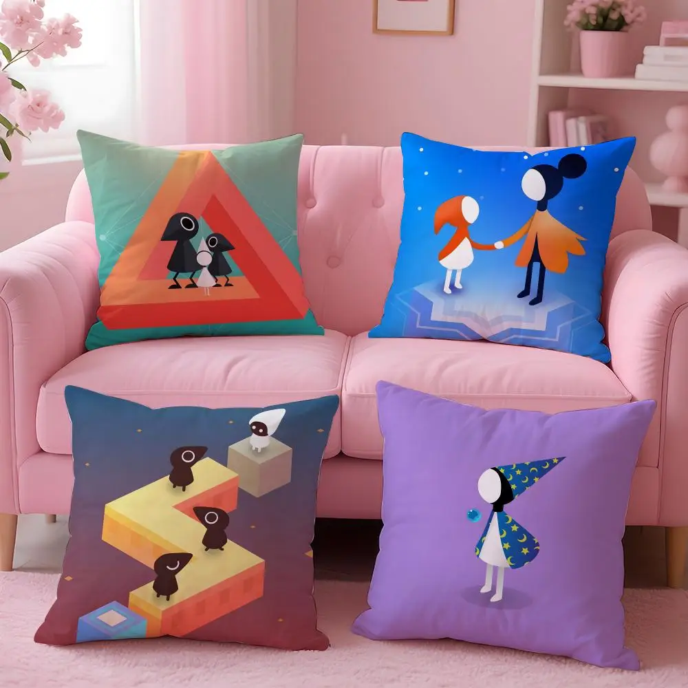 Game M-Monument Valley Cushion Cover Breathable Linen Pillowcase Summer Odorless Eco-Friendly Invisible Zipper Washable