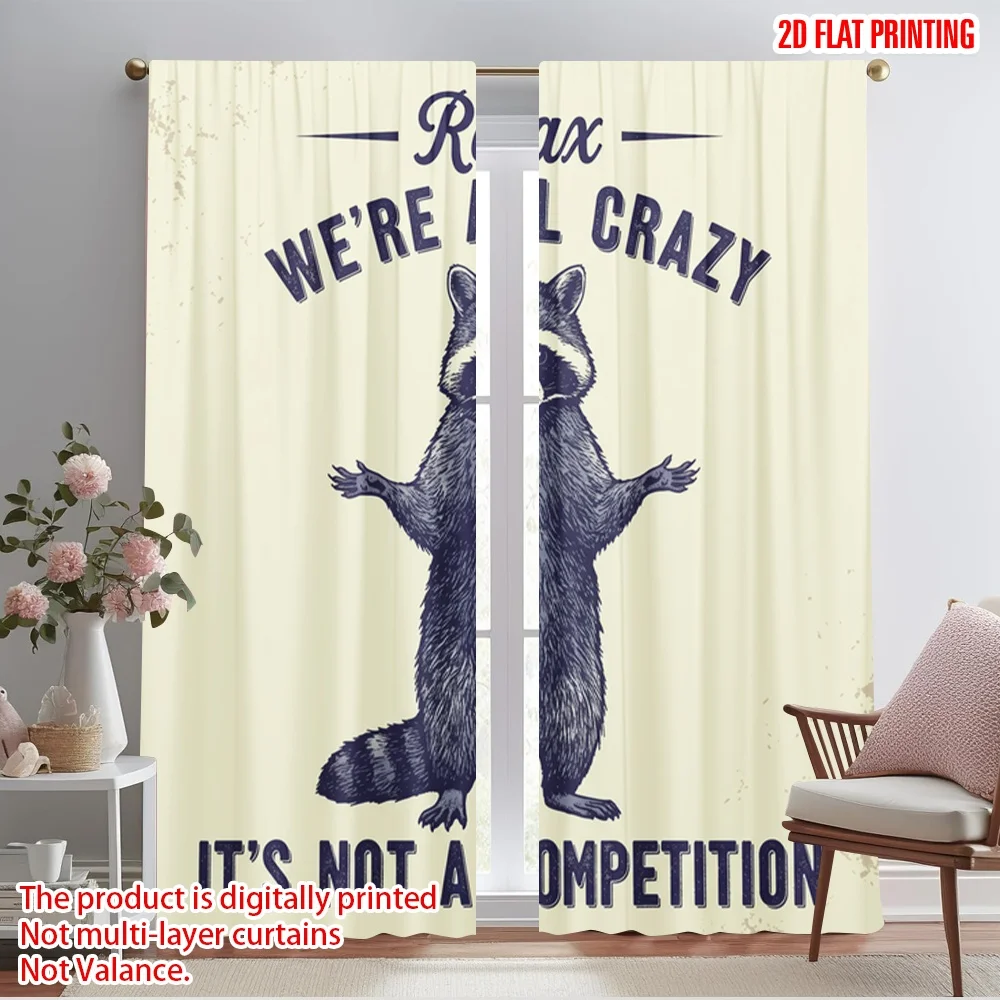 

2pcs 2D flat printing Drapes Relax We're All Crazy Competition Polyester Without Electricity 0 Perfect for Indoor Celebrations