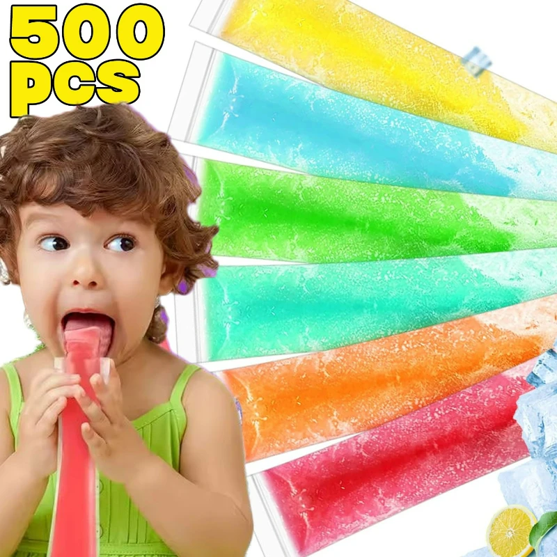 Colorful Transparent Ice Popsicle Bags DIY Ice Cream Pops Fruit Juice Smoothies Yogurt Mold Bag with Zipper Kids Ice Lolly Bag