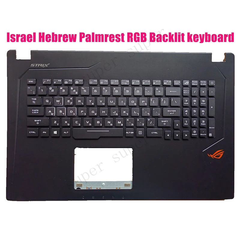 SSS+ Hebrew-US Palmrest Backlit keyboard for ASUS GL753V GL753VD GL753VE GL753VW