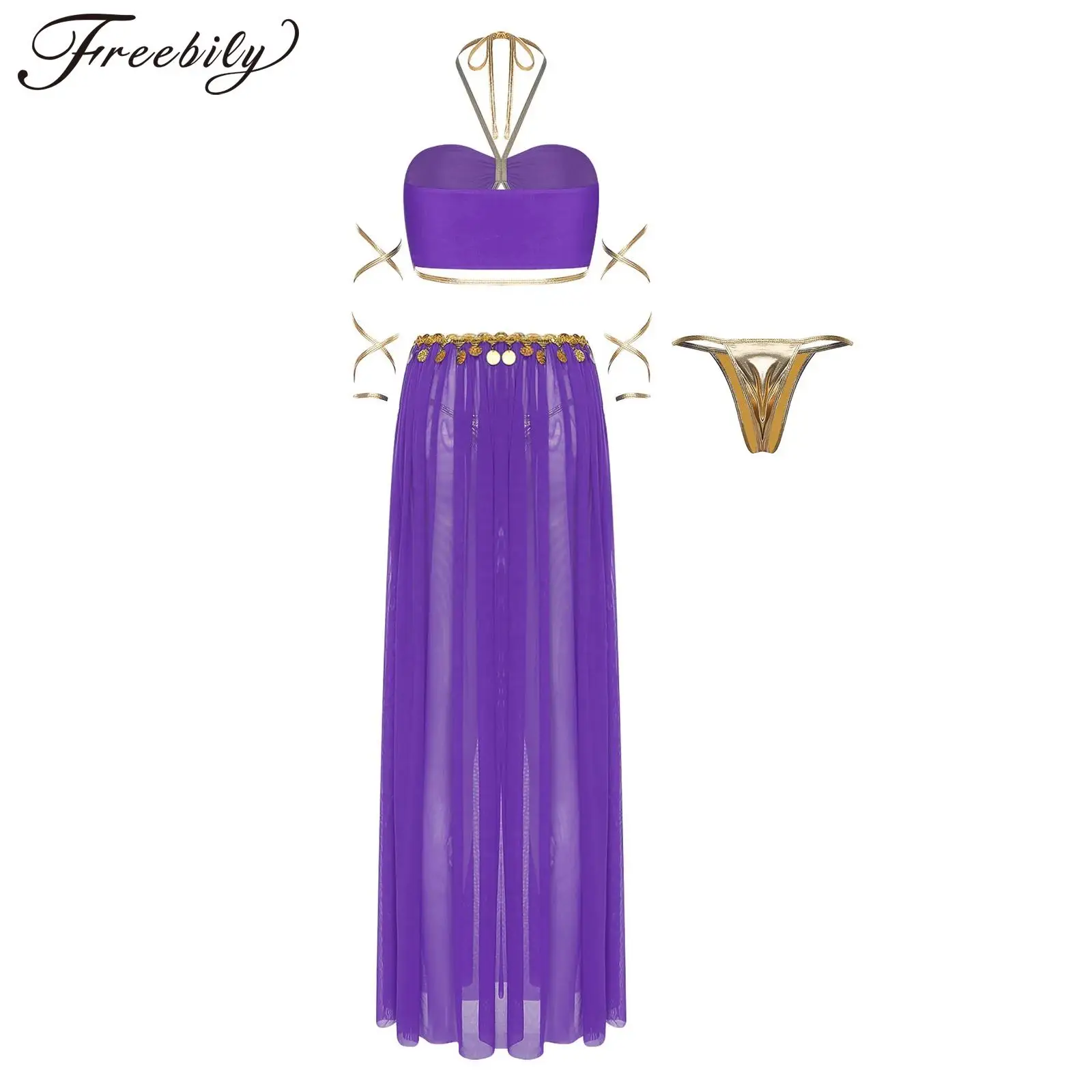 Vestido de princesa árabe étnico para mujer, con lentejuelas, para fiestas, bailes orientales, disfraces de rave, trajes de danza del vientre para Halloween.