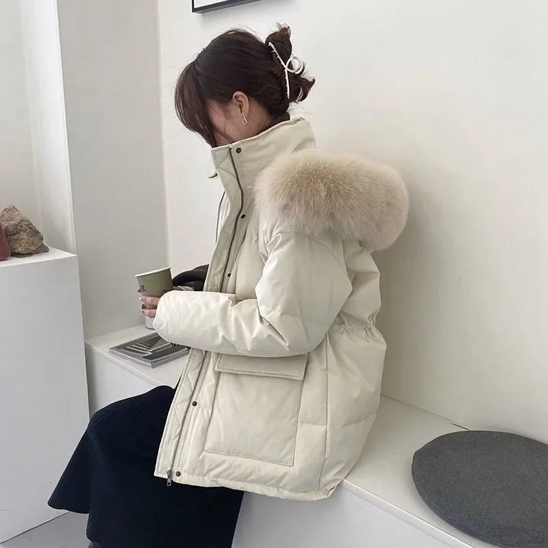 SOUL South Korea Winter Thin New Big Hair Collar Down Padded Jacket Female Explosive Network Red Su Su The Same Coat Comfortable