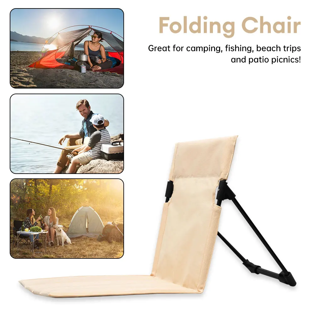 

Foldable Camping Chair Outdoor Garden Park Single Lazy Chair Backrest Cushion Picnic Camping Folding Back Chair Beach Chairs