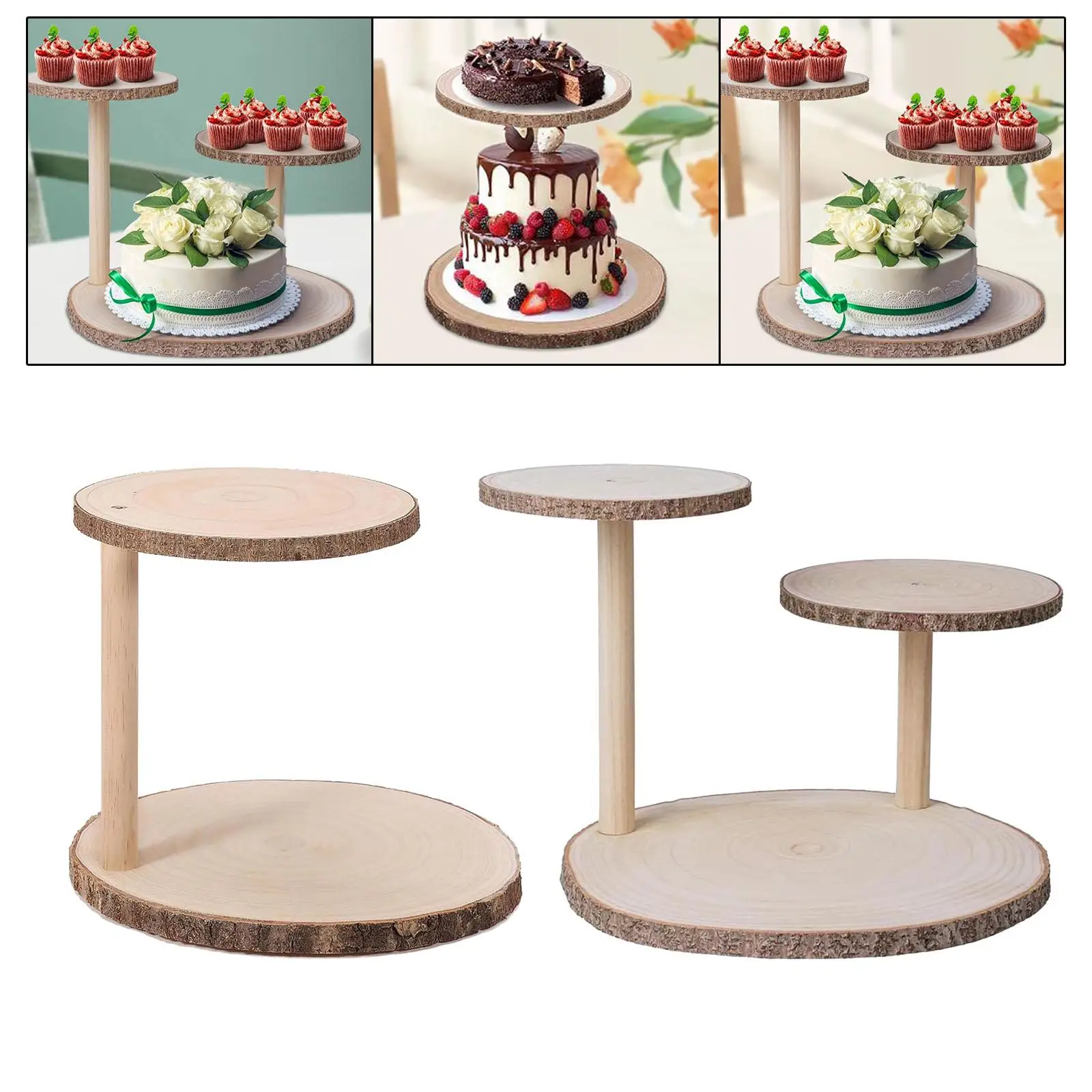 

Wooden Cake Stand Fruit Plate Dessert Plate for Centerpiece Wedding