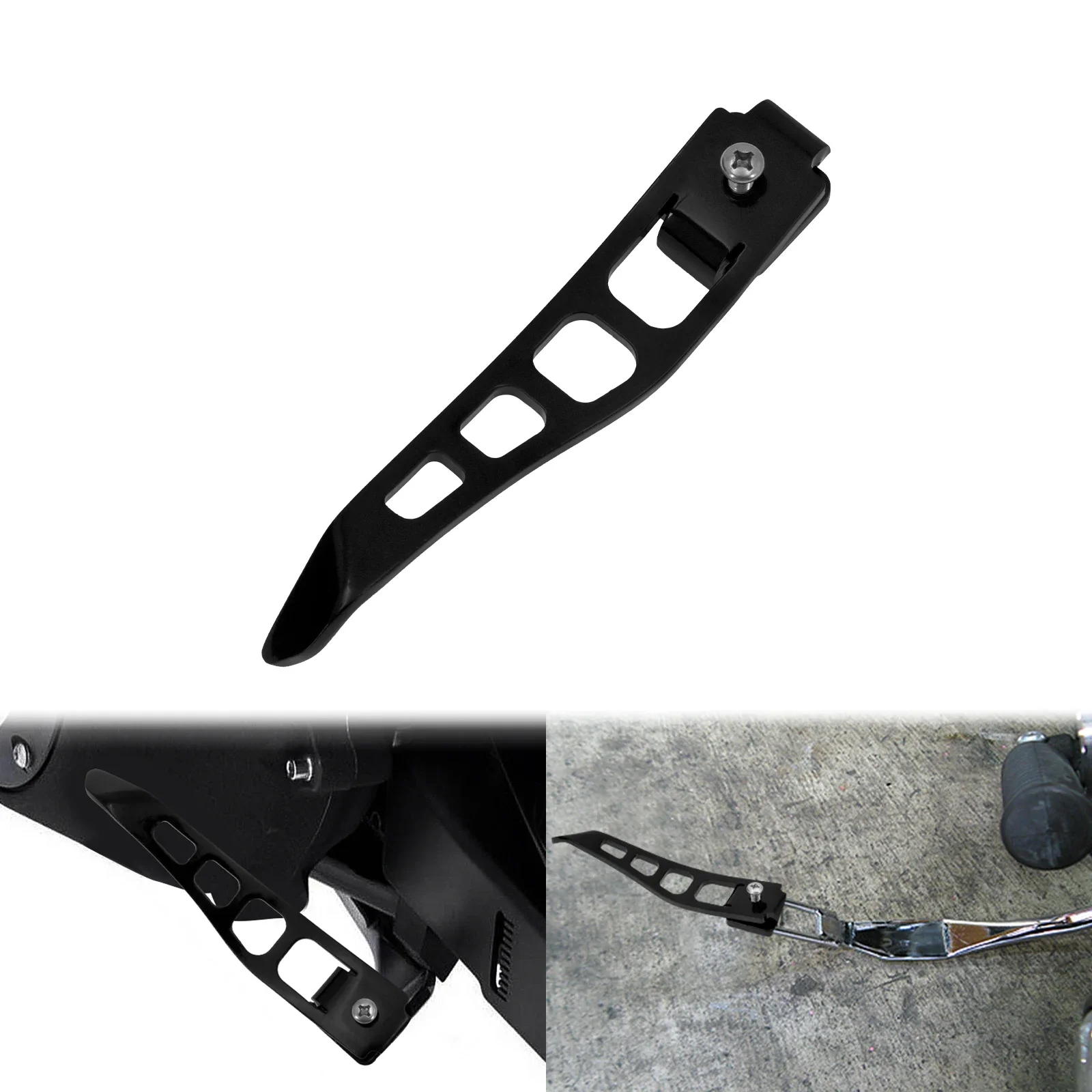 Motorradständer Kickstand Extension Kit Fußpedalunterstützung Schwarz/Chrom für Harley Dyna Low Rider Street Bob FXDB Fat Bob FXDF