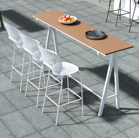 *Tea Shop Outdoor bar Table and Chair Combination Open-air Waterproof Sunscreen Long Table Home Balcony Leisure High Table