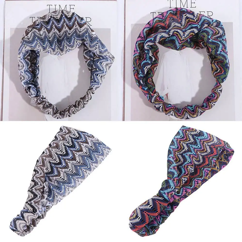 

Fashion Non Slip Wave Mesh Headband Colorful Hair Hoop Lace Hairbands Hair Accessories Elastic Wide Side Head Wrap Female/Girls
