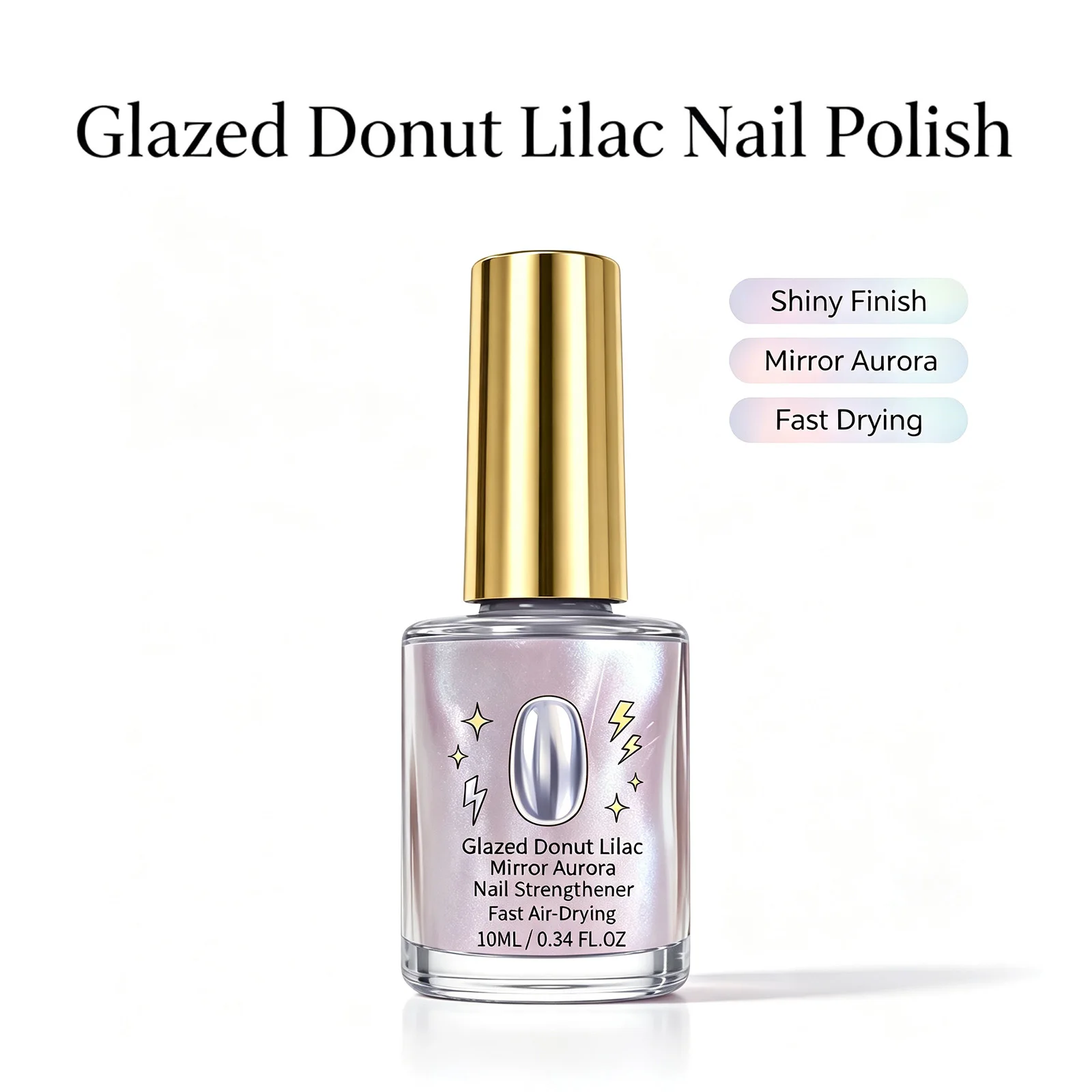 Glazed Lilac Nail Polish 10ml Mirror Aurora Nail Strengthener Fast Air-Dry No Bake Long Lasting Glossy Manicure Nail Care Art